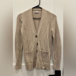 Hollister California Cardigan Sweater Beige Long‎ Sleeve Knit Casual
